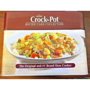 Rival Crock Pot Recipe Card Collection in Storage Tin Box Like New